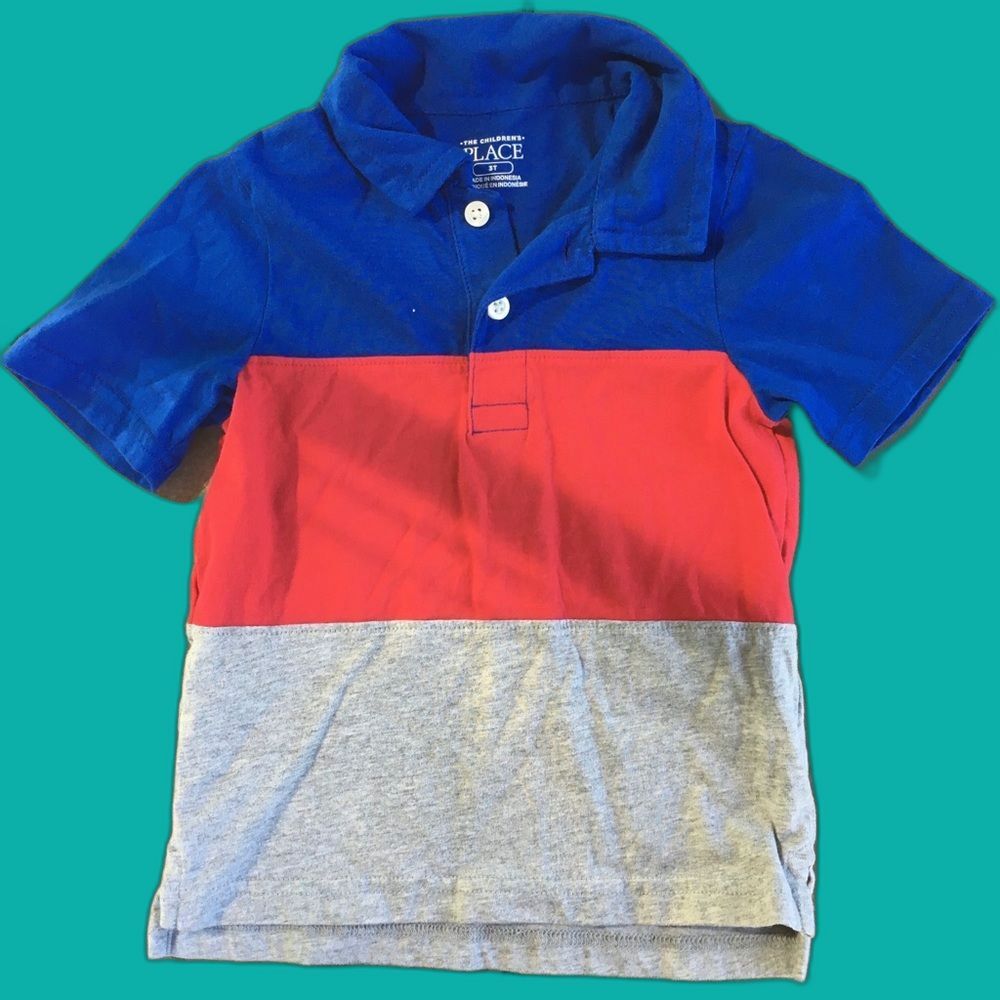 Blue, Red, and Grey Polo